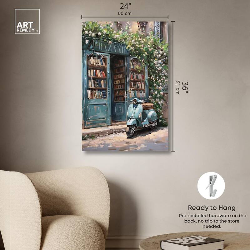Quaint Bookstore Canvas by Art Remedy, Gallery Wrapped