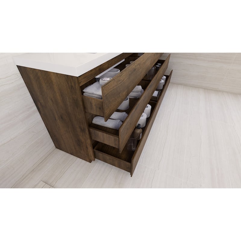 Aron 84'' Freestanding Vanity with Double Reinforced Acrylic Sink