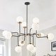 preview thumbnail 2 of 7, Modern Black 12-Light Sputnik Pendant Lamp with White Glass Shade