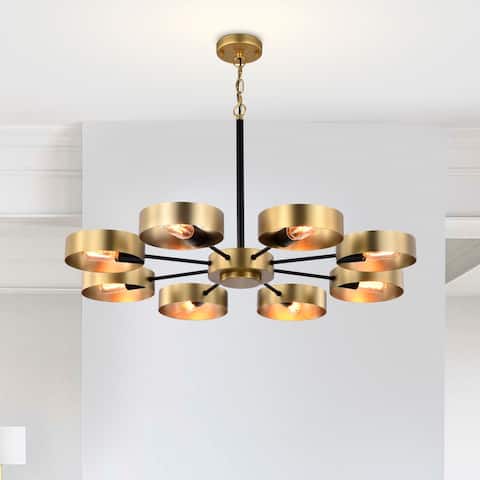Vibiana 32 Inch Modern-Contemporary Style Brass Finish Pendant Lighted Chandelier 8-Light - N/A