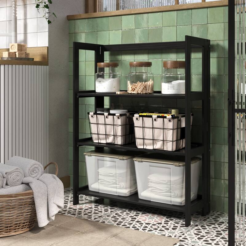 Jela Solid Wood 3 Shelf Folding Bookcase - Black