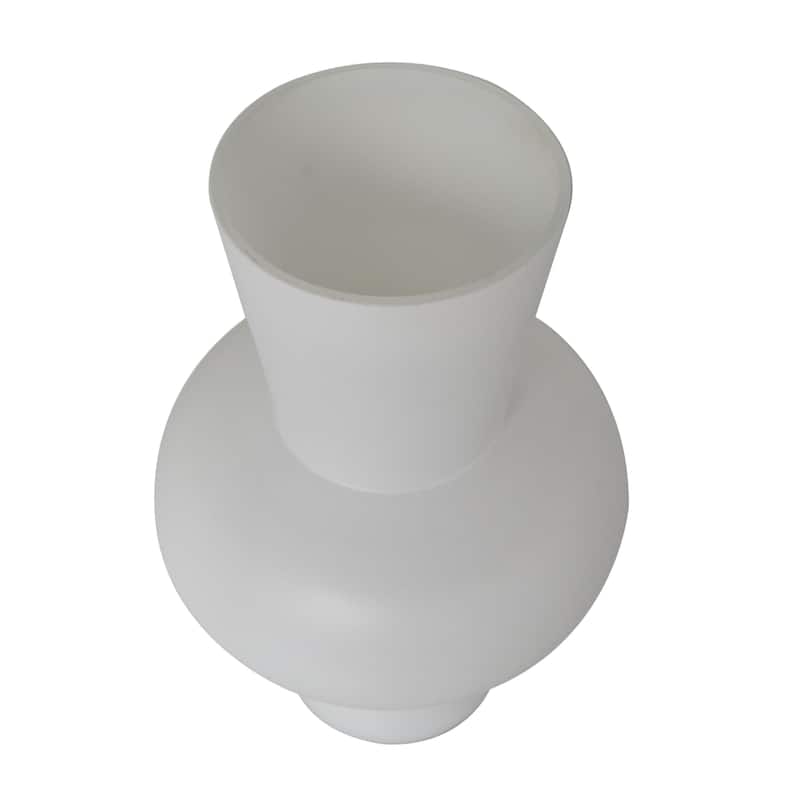 Glass Trumpet Decorative Vase with Wide Rounded Center - Set of 2 Black or White - Roche River Decor