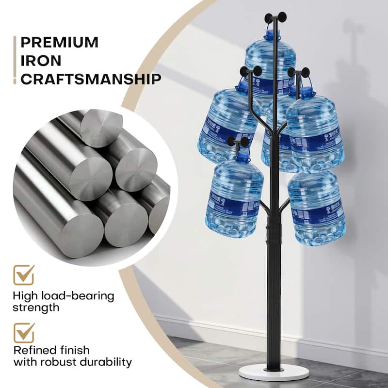 Freestanding Metal Coat Rack with 10 Hooks and Heavy Duty Marble Base - 68.1"H x 18.5"W(top) x 13.2"Dia(base)