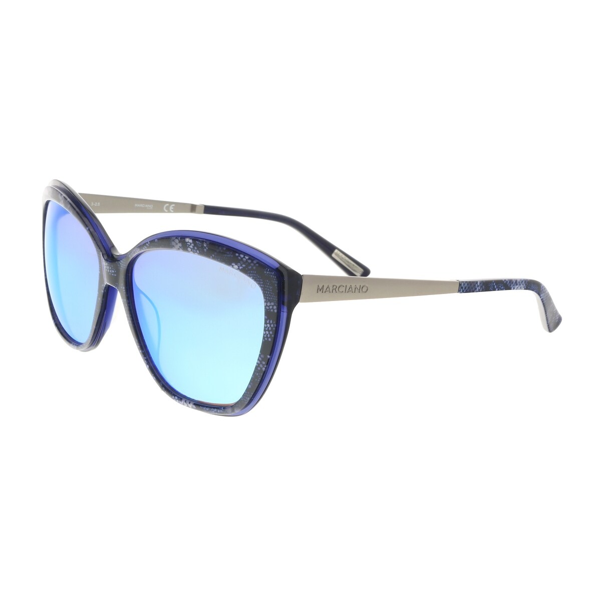 Shop Guess By Marciano Gm0738 92x Navy Silver Cat Eye Sunglasses