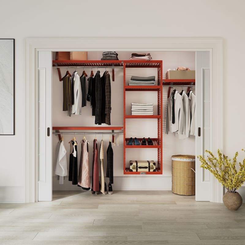 John Louis Home Solid Wood Reach-In Closet System Red Mahogany
