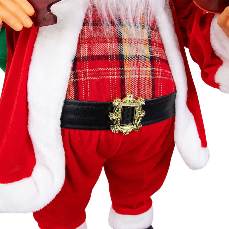 Animated and Musical Santa with Violin Christmas Figurine - 32"