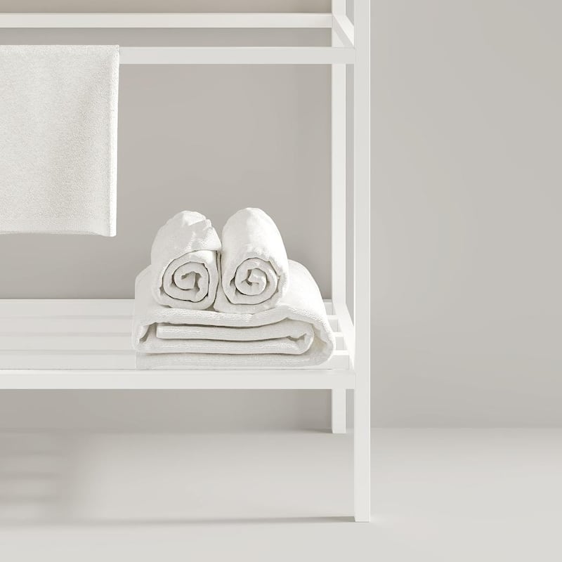 GDFStudio - Lofi 24" Freestanding Bathroom Iron Shelves, WITHOUT Basin - White