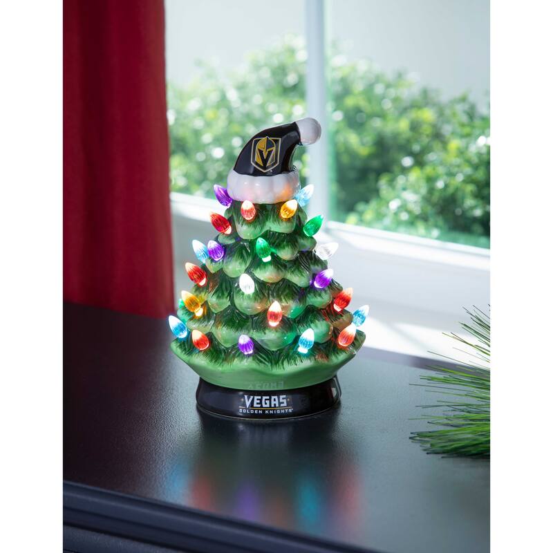 8" LED Ceramic Tabletop Christmas Tree, Vegas Golden Knights