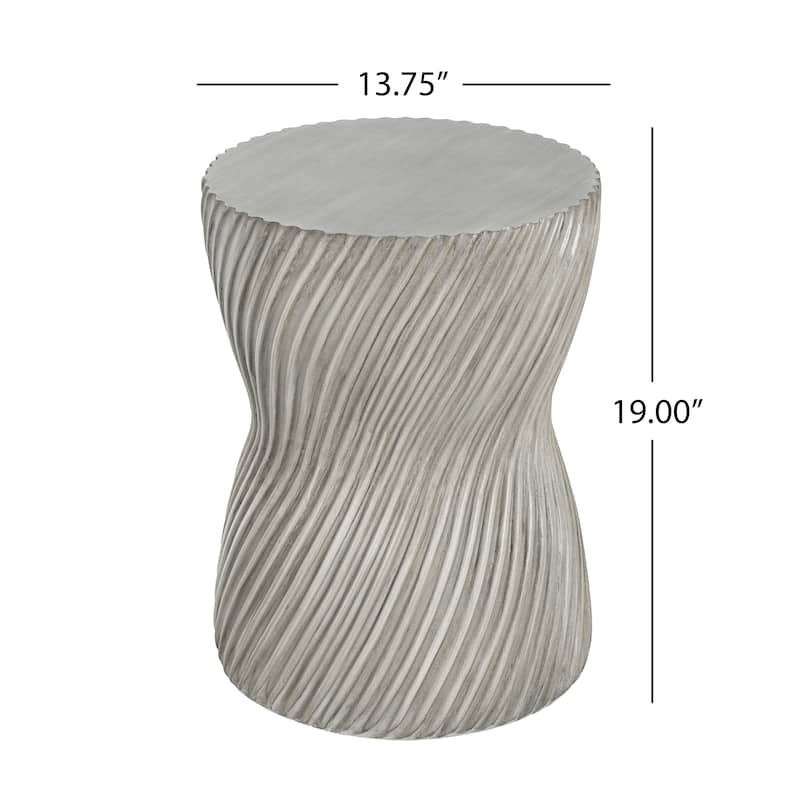 Christopher Knight Home - 13.75" Contemporary MGO Concrete Accent Side Table, Spiral Hourglass Design - Grey