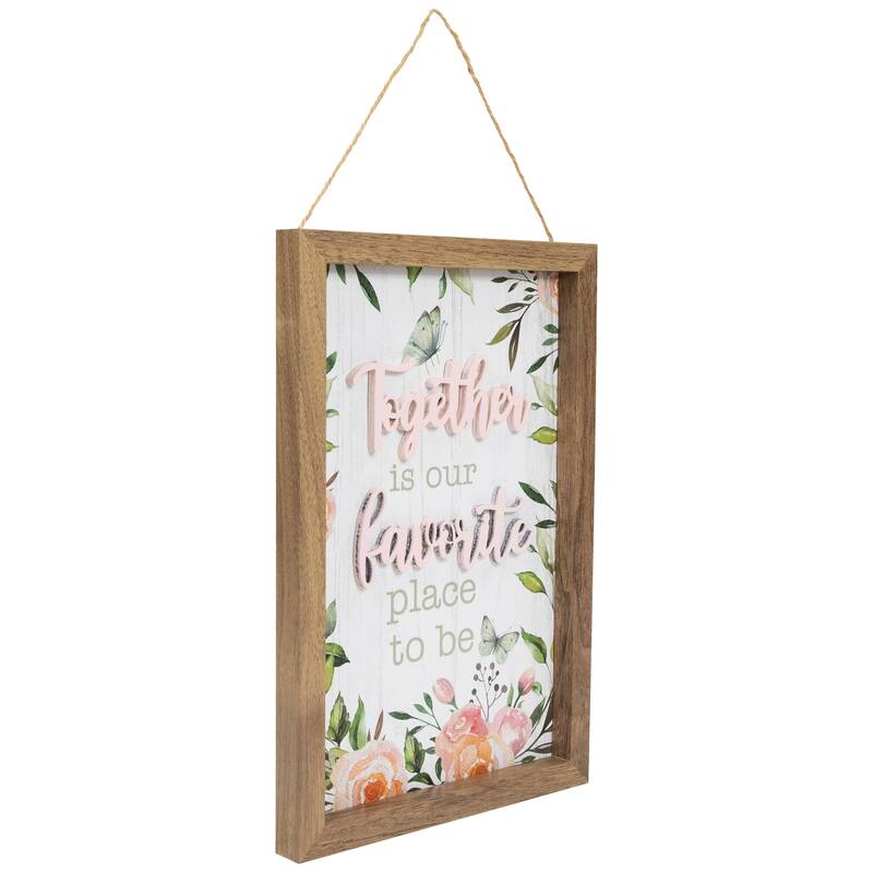 Wooden Framed "Together Is Our Favorite Place To Be" Wall Sign - 11.75"