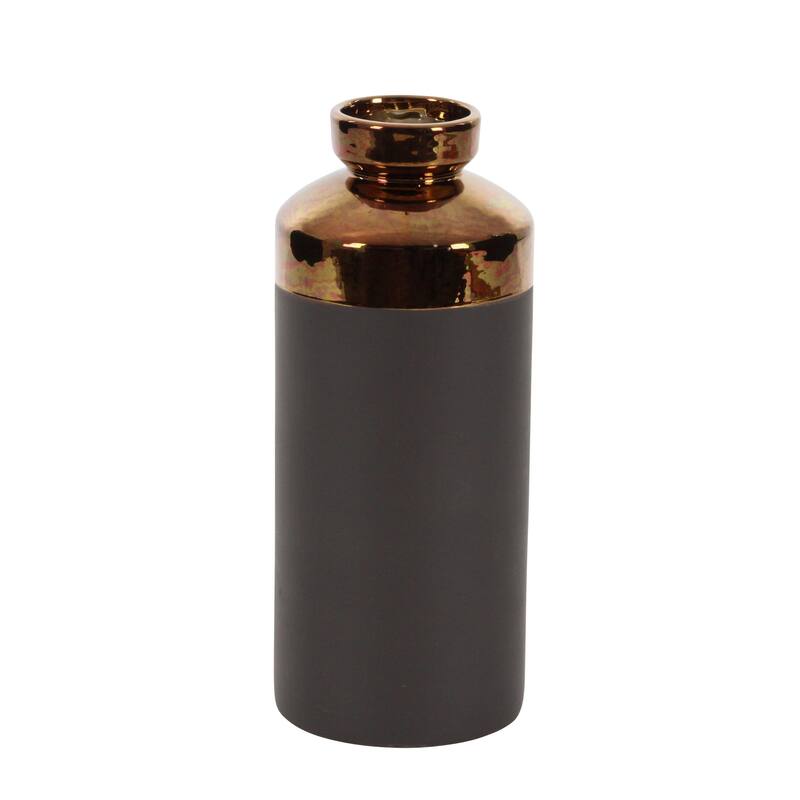 Ceramic Decorative Vase with Copper Like Tops - Set of 3 Gray - CosmoLiving by Cosmopolitan
