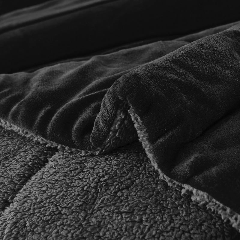 3 Piece Sherpa Plush Micro Suede Comforter Set