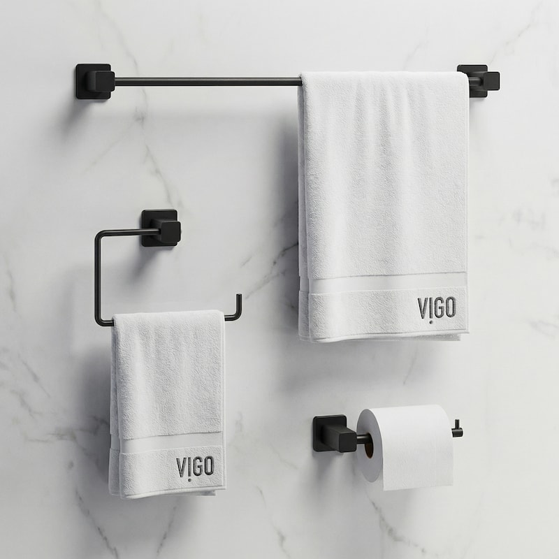 VIGO Meridian 3-Piece Bathroom Hardware Accessory Set with 24 in. Towel Bar, Toilet Paper Holder, Hand Towel Holder