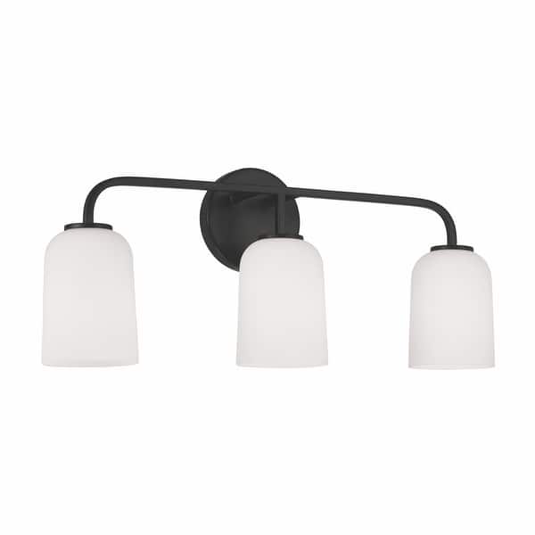 slide 2 of 13, Lawson 3-light Bath/ Vanity Fixture w/ Soft White Glass Matte Black