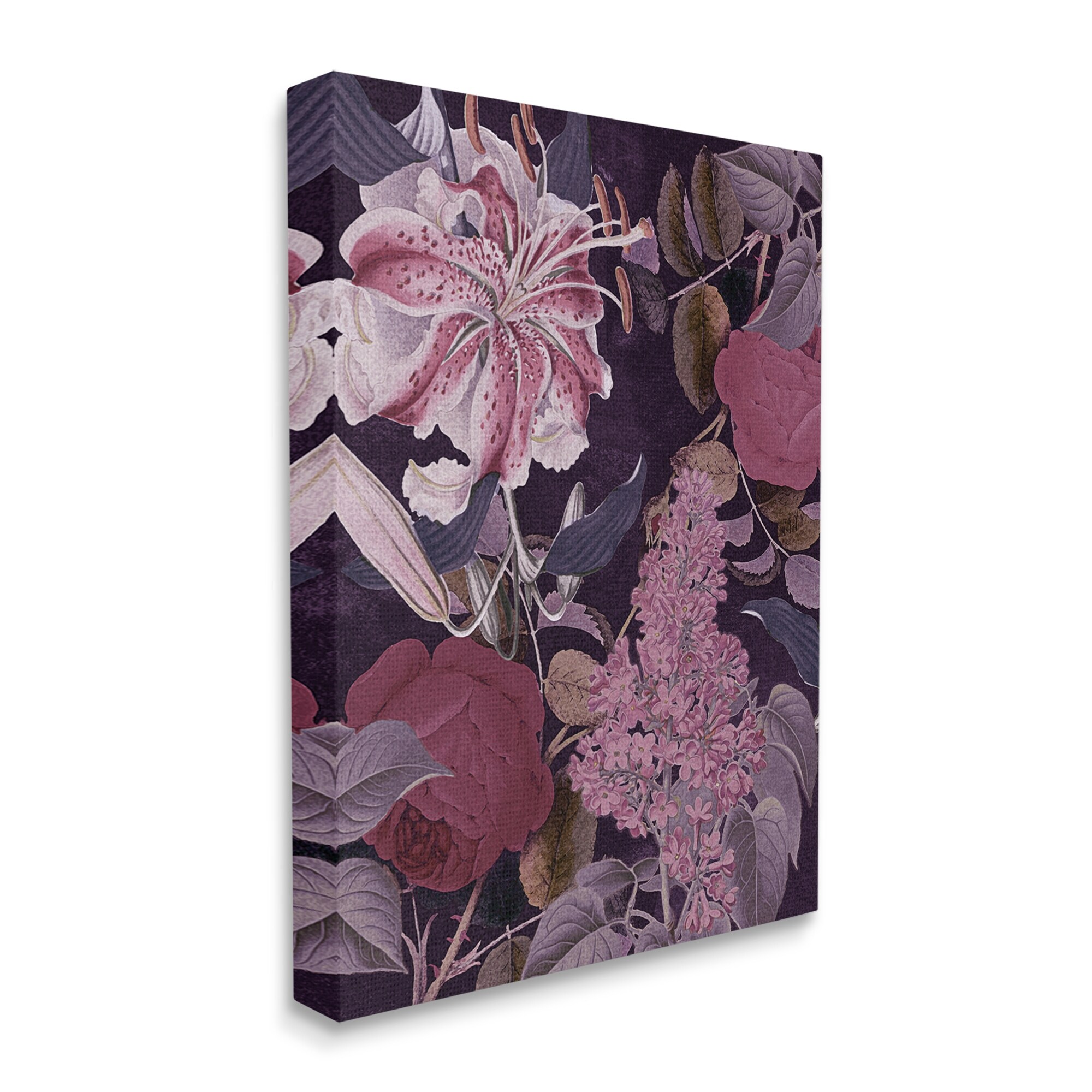 Stupell Vintage Purple Bohemian Floral Illustration Canvas-image