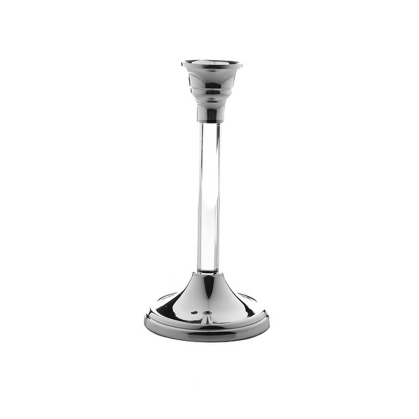 Nickel Candlestick With Acrylic Stem - 9.25"H