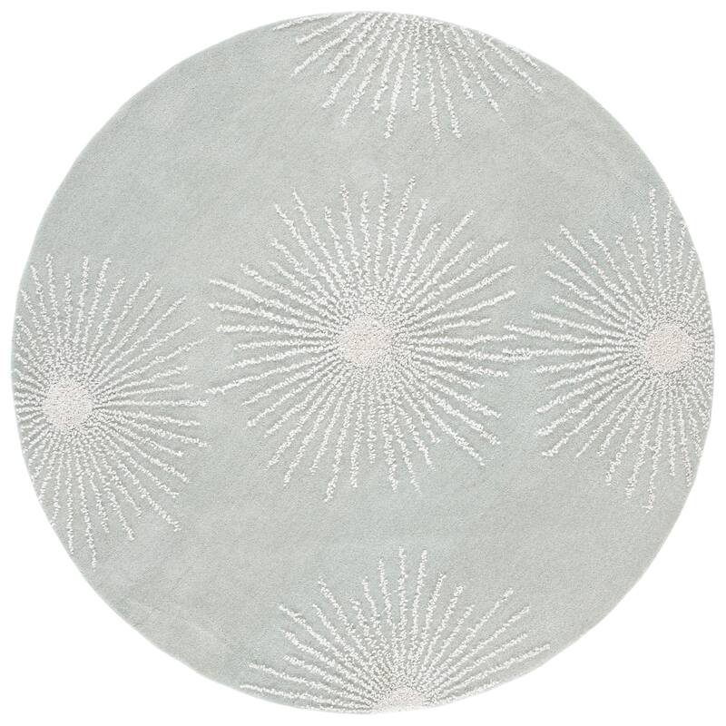 SAFAVIEH Handmade Soho Sade New Zealand Wool Rug - 8' Round - Grey/Ivory