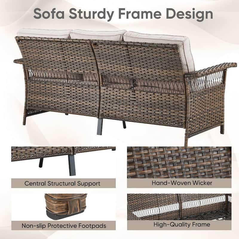 Outdoor Wicker Sofa with Cushions