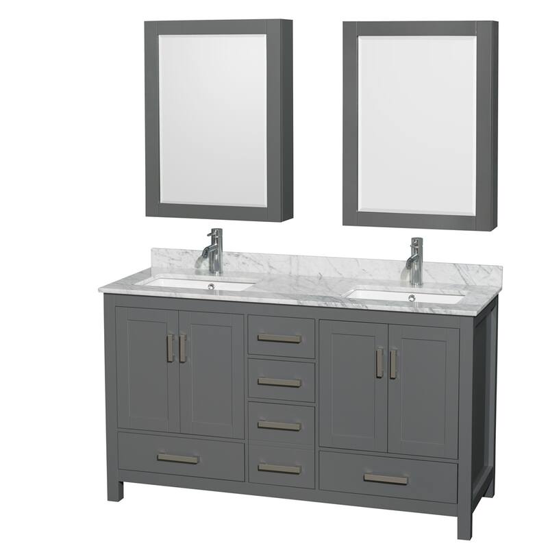 Wyndham Collection Sheffield Double Vanity Set, Medicine Cabinets