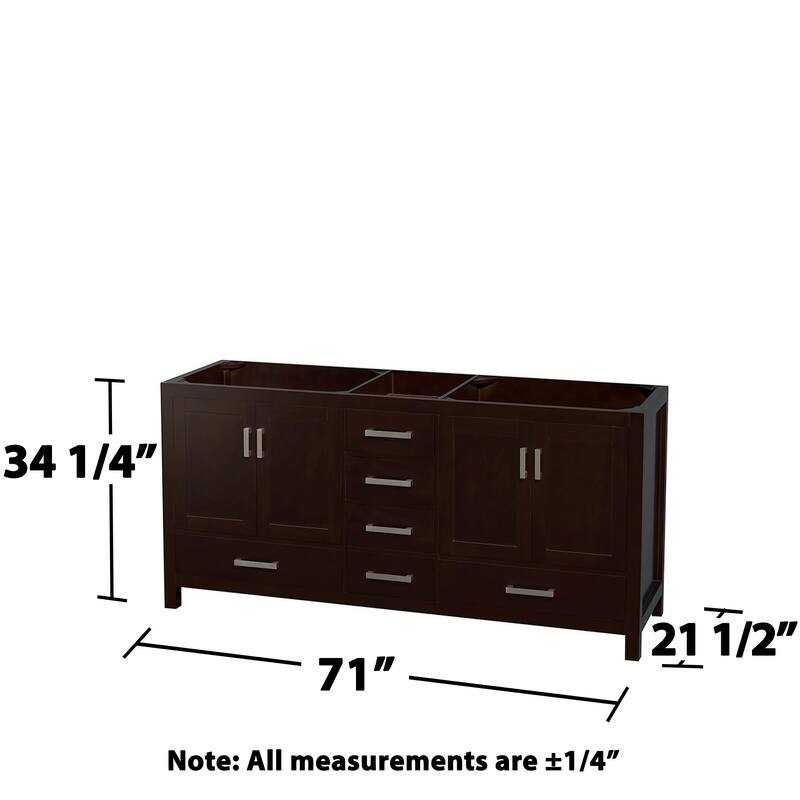 Wyndham Collection Sheffield 72" Hardwood Vanity Cabinet and Two 24"