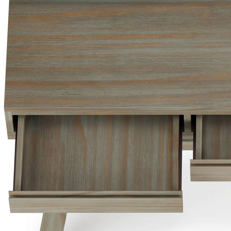 Solid Wood Flip Top Desk - 54" Wide Grey Desk w/ USB Ports & Storage - Home Office Desk