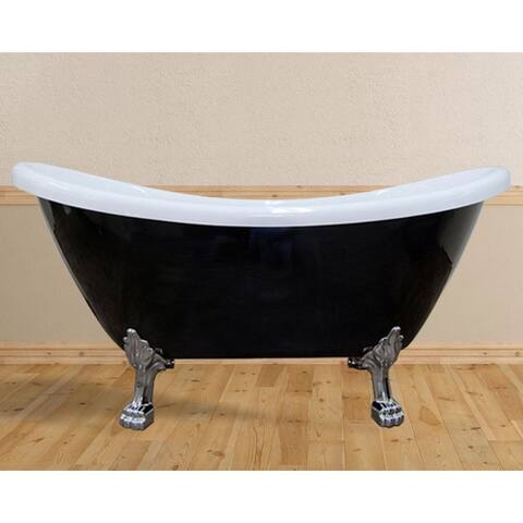 Daphne 59" & 69" Clawfoot Tub White or Black Acrylic Five Feet Colors