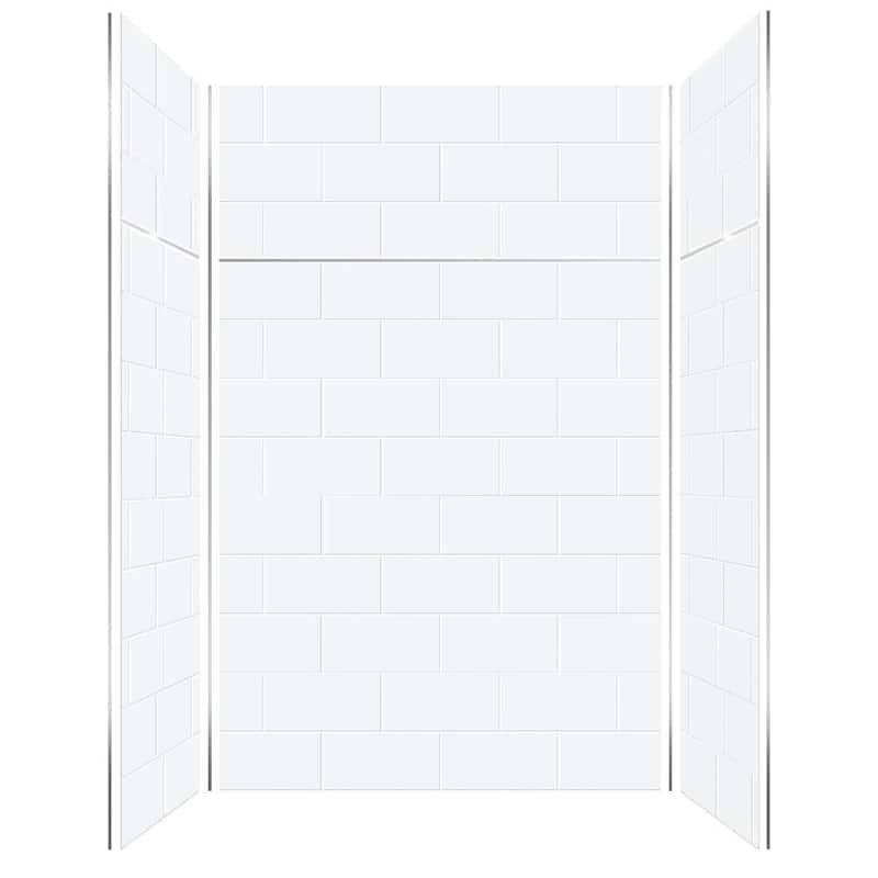 Transolid PWKX60487224 Prodigy 96" H x 60" W x 48" D Three Panel - White Horizontal Tile
