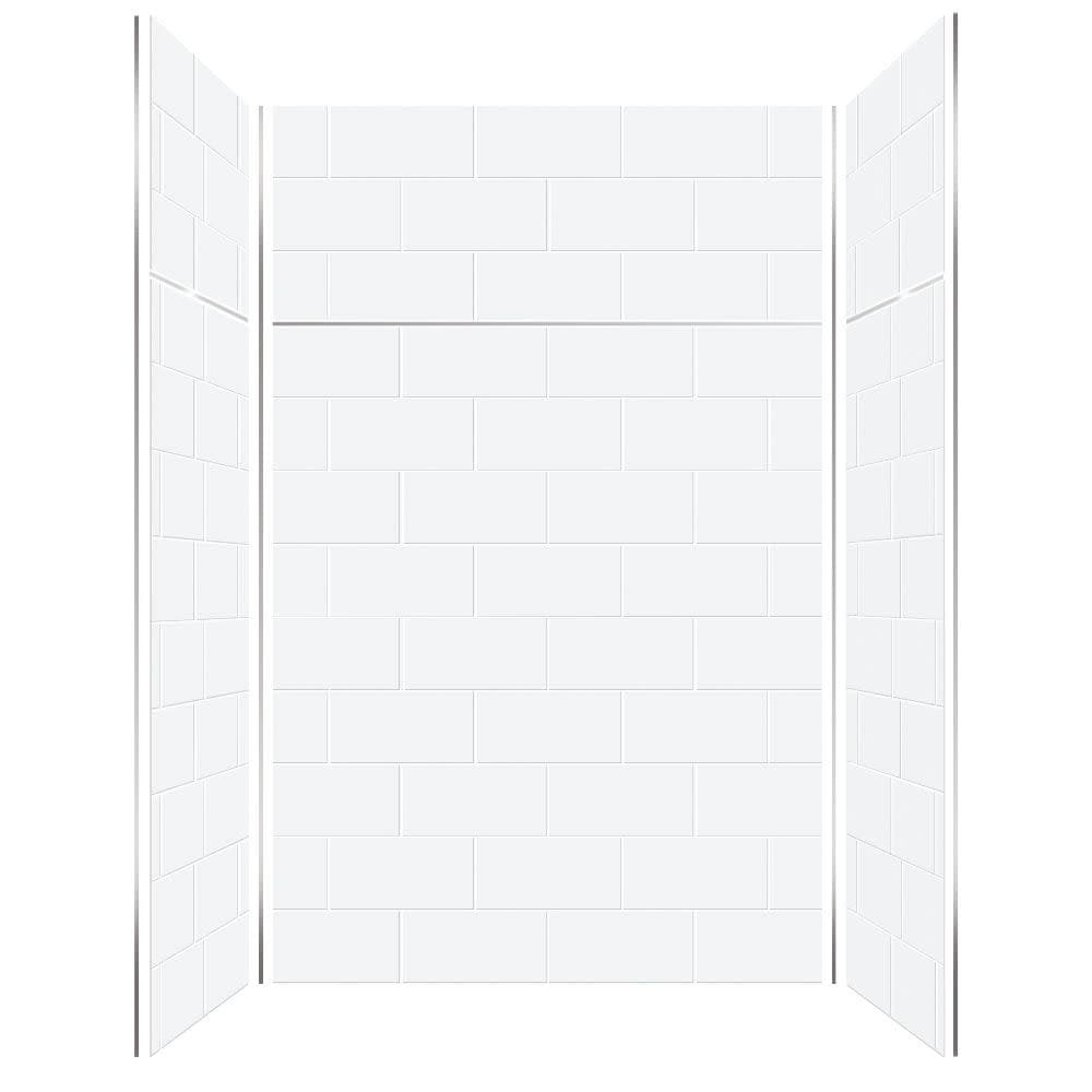 Transolid PWKX60487224 Prodigy 96" H x 60" W x 48" D Three Panel - White Horizontal Tile
