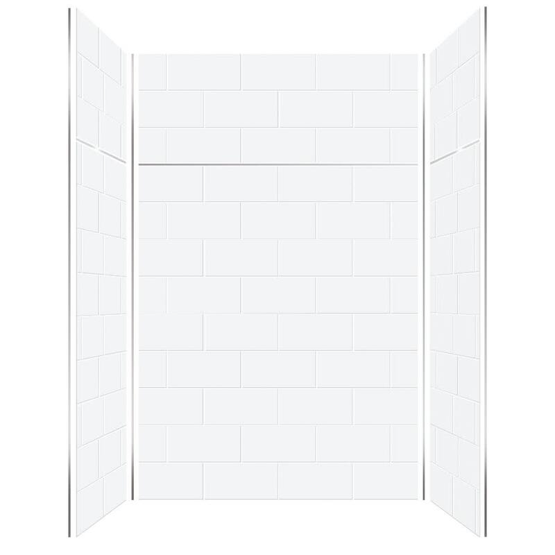 Transolid PWKX60488412 Prodigy 96" H x 60" W x 48" D Three Panel - White Horizontal Tile