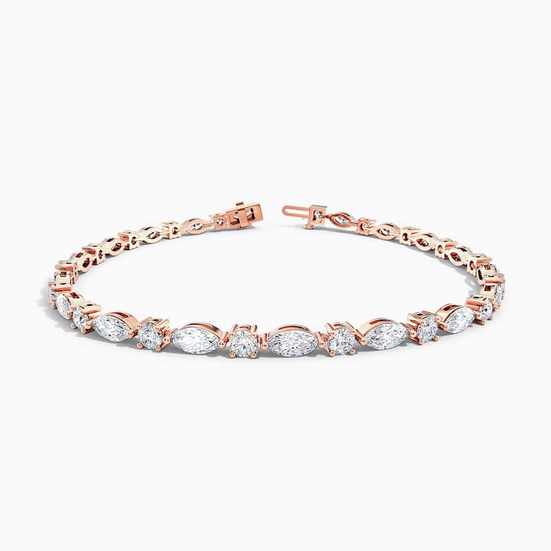 Auriya 14K Gold Lab Grown Marquise and Round Diamond East-West Tennis Bracelet 5.00 ct. tw. (F-G VS)