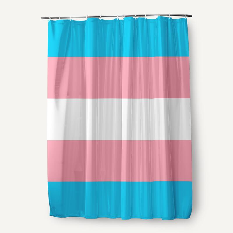 Inclusive Pride Flag Durable Poly Shower Curtain - Transgender