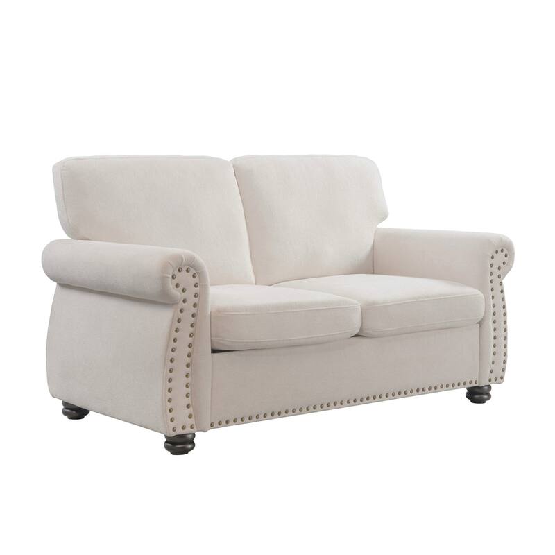 Velvet Loveseat, Upholstered 2 Seater Couch with High-Density Foam, Small Sofa Couch with Solid Wood Legs and Tufted Back