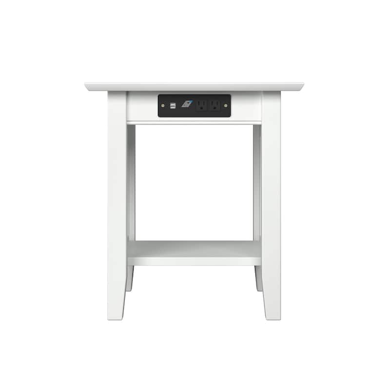 AFI Nantucket End Table with Built-in Charger in White