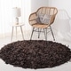preview thumbnail 57 of 90, SAFAVIEH Handmade Leather Shag Alois Modern Rug 5' Round - Dark Brown - Round