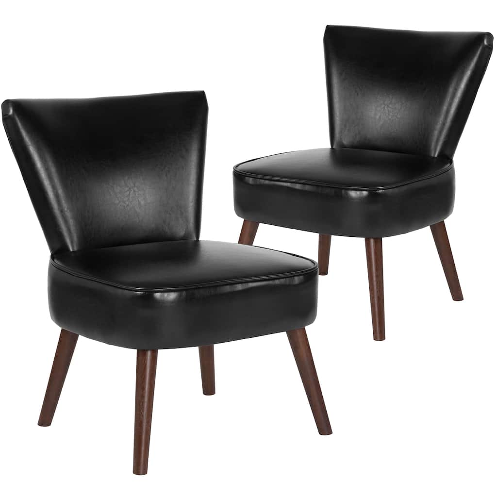 2 Pk. LeatherSoft Retro Side Chair with Wood Legs