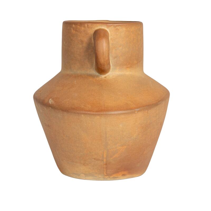 Stoneware Vase with Reactive Glaze Finish and Vertical Handles