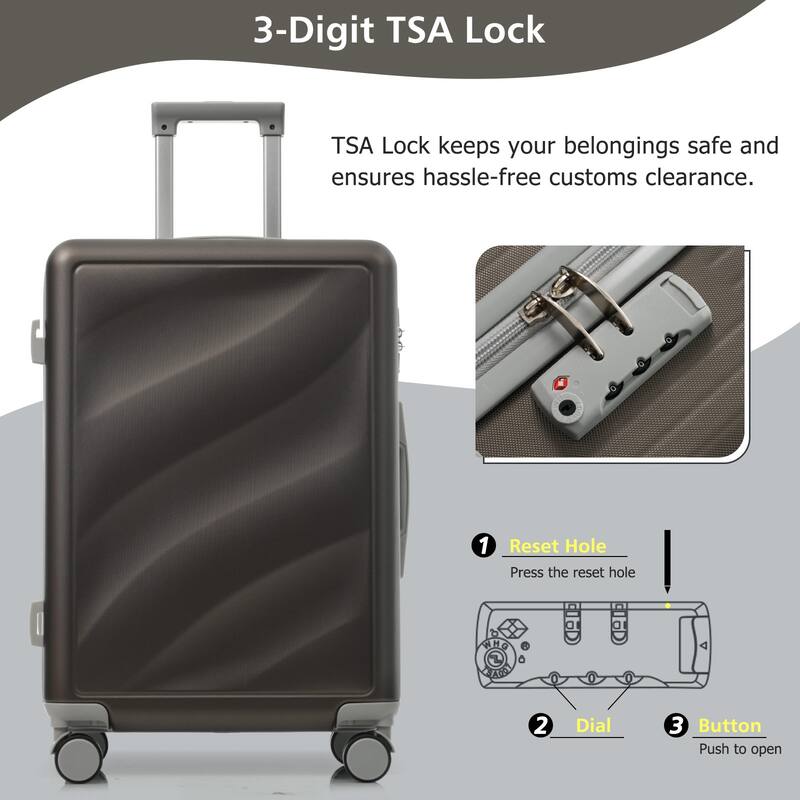 Luggage Set 3 Piece, Lightweight Durable ABS Suitcases with Spinner Wheels and TSA Lock, Carry-on & Checked Travel Luggage