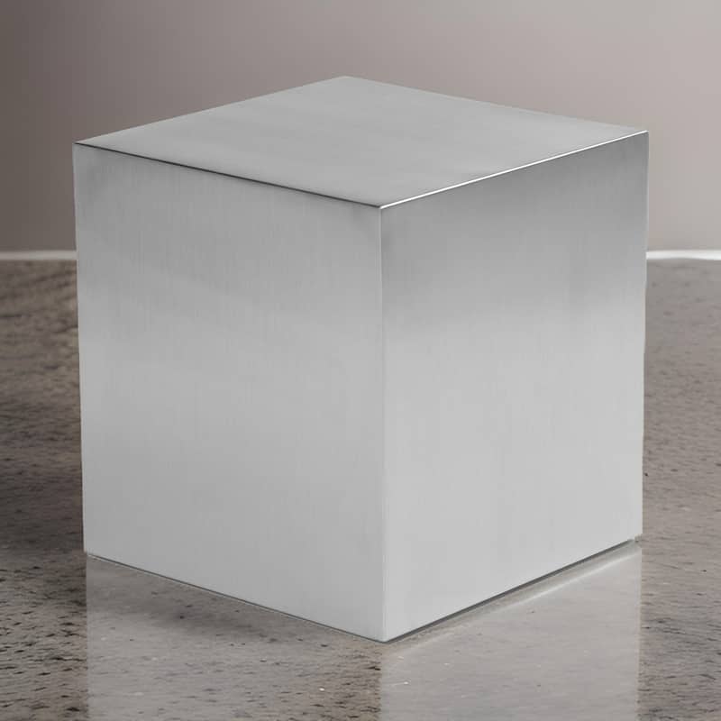 Brioni 16 Inch Side End Table, Square Top, Brushed Silver Metal Frame