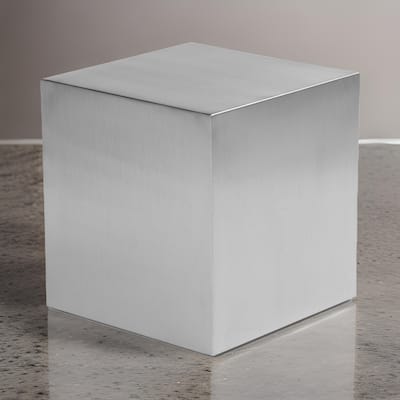 Brioni 16 Inch Side End Table, Square Top, Brushed Silver Metal Frame