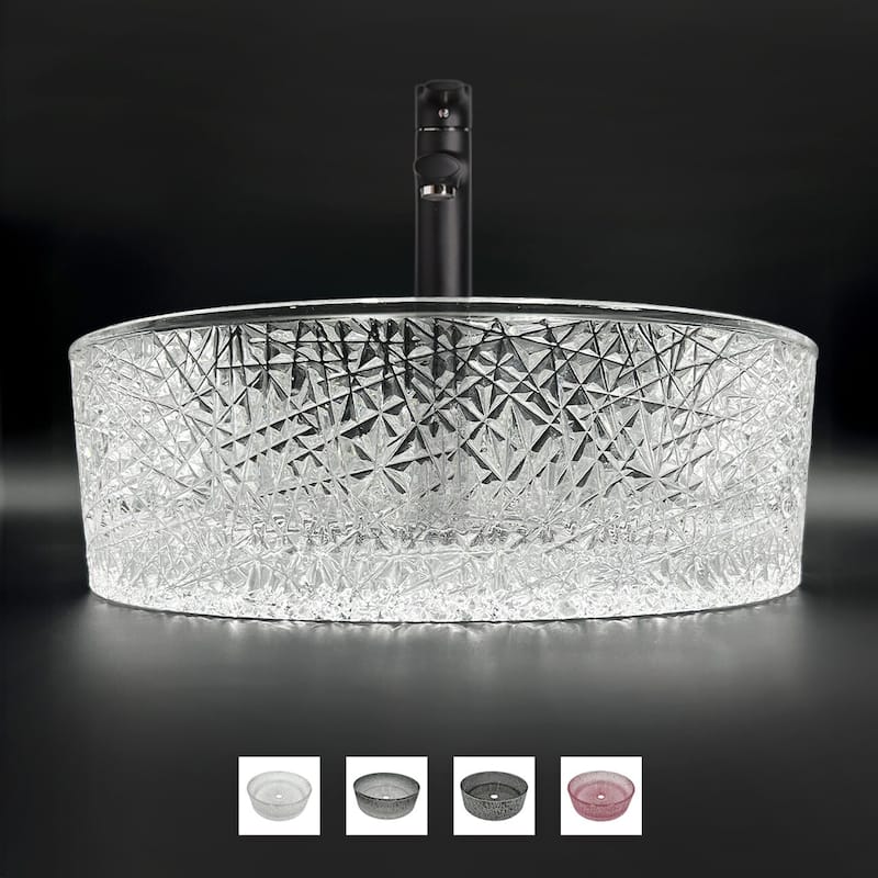 Stadium 16" & 14" Round Basin Glass Bathroom Vessel Sink