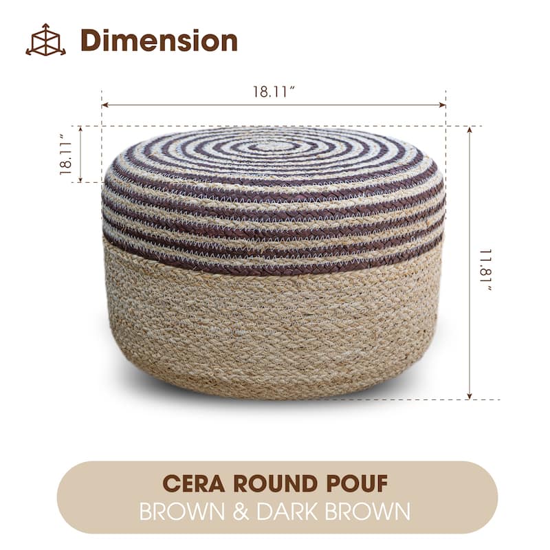 Made4Home Cera Natural Woven Ottoman Stool Multi-Function Accent Pouf