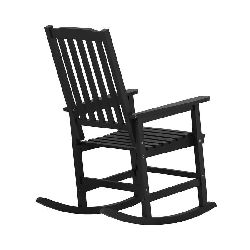 Acacia Wood Outdoor Rocking Chair, Traditional Porch Outdoor Rocker Chairs Set of 2 - 43" H