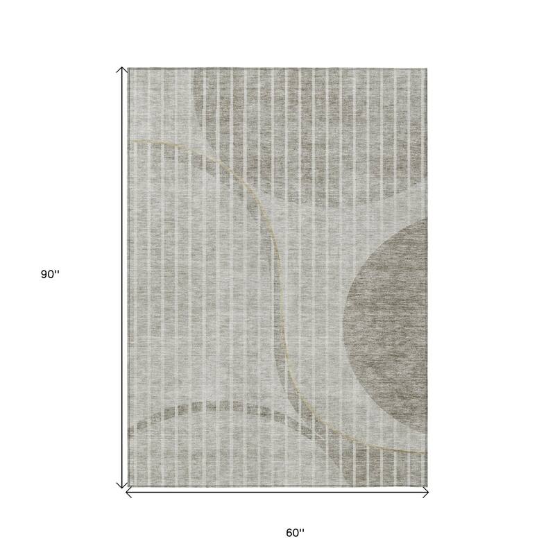 HomeRoots Striped Transitional Rectangle Outdoor Rug