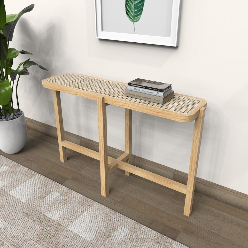 Marsie Wood and Rattan 48-inch Console Table