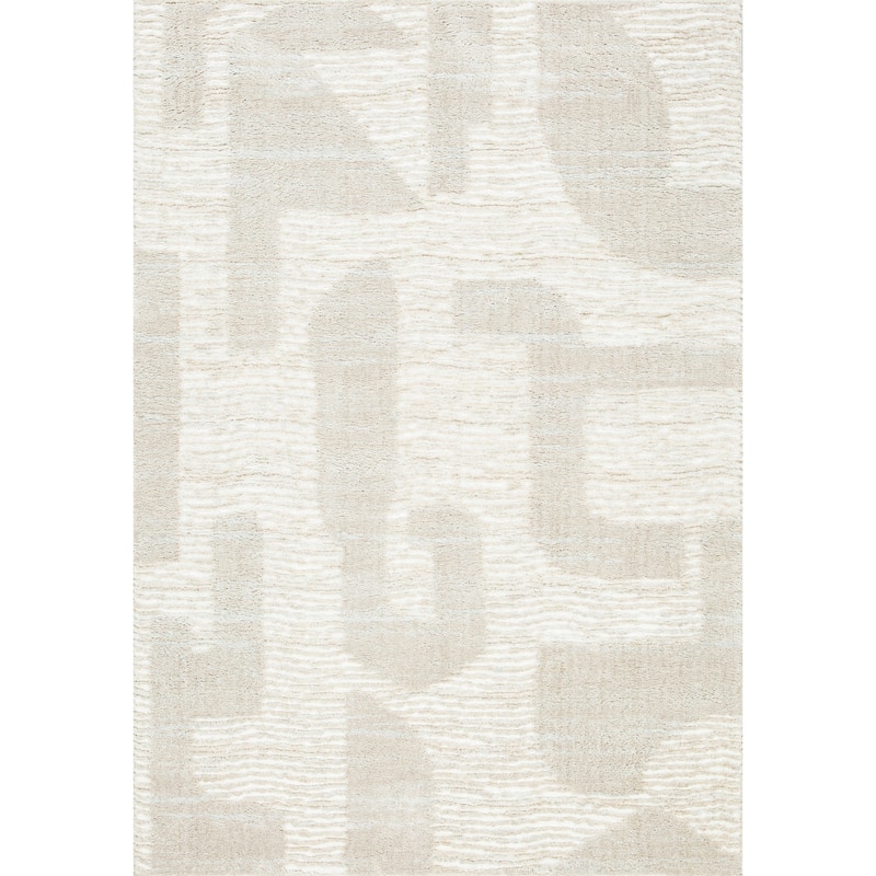 Terra by Obeetee Oslo Puzzle Ivory Rug - Lavender/Ivory - 6'6" x 9'4"