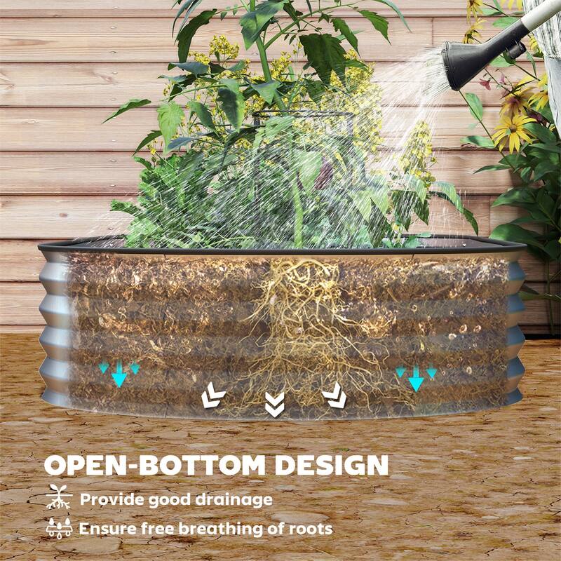 Set of 2 Galvanized Steel Raised Garden Beds Large Outdoor Planters for Vegetables Flowers - 84.6" W x 35.4" D x 11.8" H