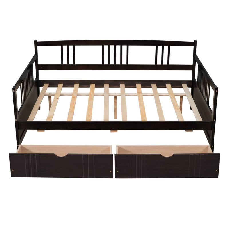 Multi-functional Solid Wood Daybed with Two Drawers, Full Size