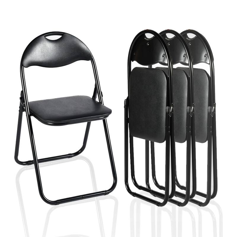 Homy Casa 4PK Folding Chair Set-Portable, Foldable - Black