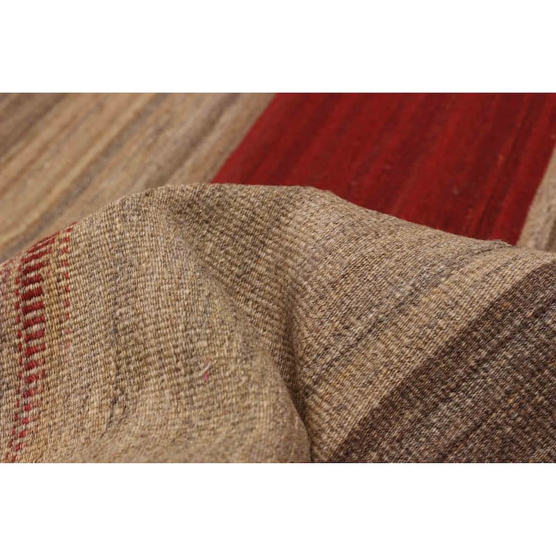 ECARPETGALLERY Flat-Weave Ankara FW Khaki Wool Kilim - 7'7 x 10'4