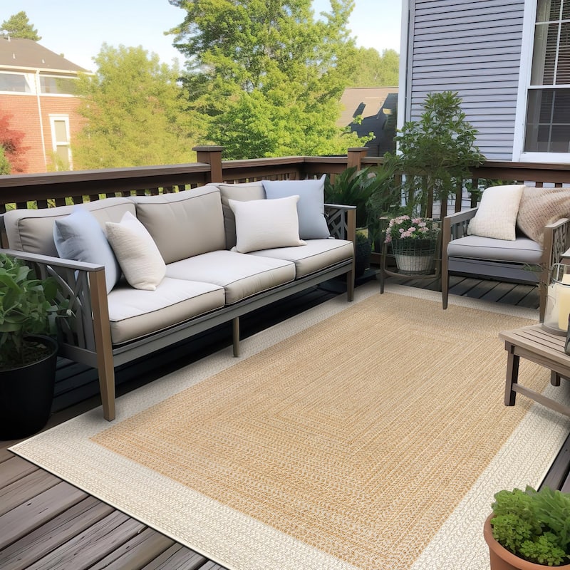 World Rug Gallery Contemporary Braided Weather Resistant Reversible Indoor/Outdoor Area Rug - 5' x 7' - Natural